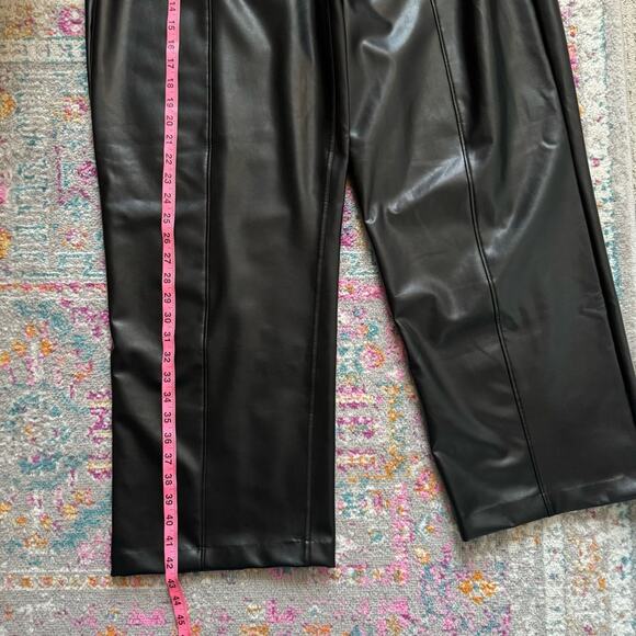 Abercrombie & Fitch Vegan Leather Black Straight Leg Elastic Waist Pants Size XL - Picture 5 of 11